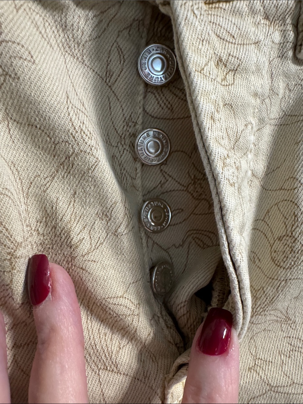 Zara Cream Floral-Print Straight Jeans - Picture 2 of 6